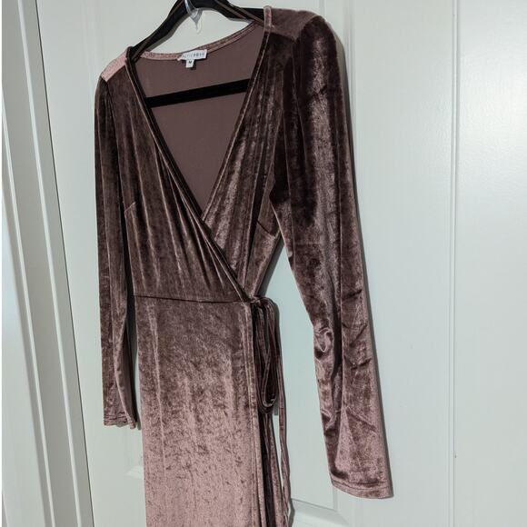 Baltic Born Esmerelda Velvet Wrap Maxi Dress Dusty Plum Pink Long Sleeve - Picture 7 of 7